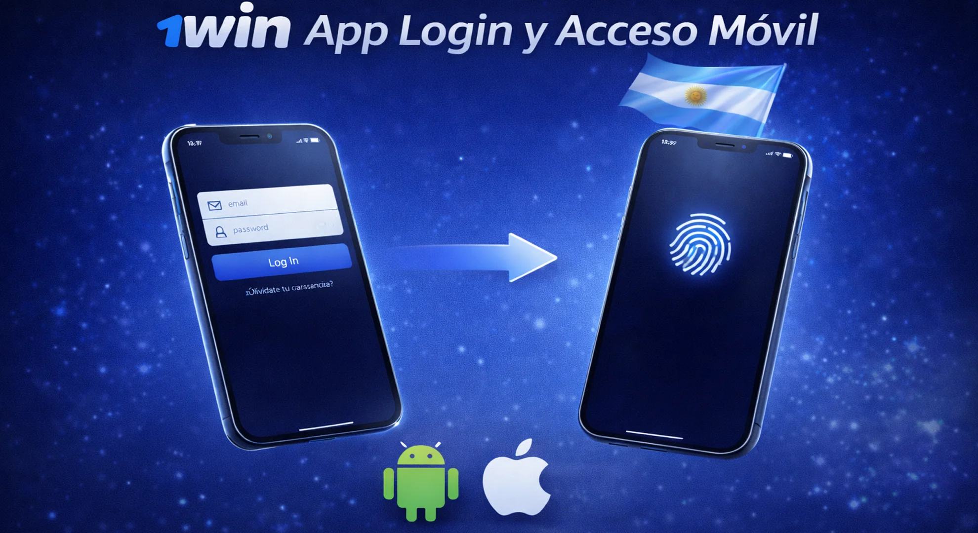 Acceso rápido a 1win desde app Android e iOS - autenticación biométrica